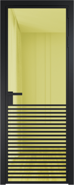 Алюминиевая дверь Profil Doors 16 AG Черный матовый Золото шпион