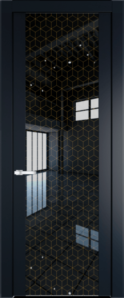 Межкомнатная дверь Profil Doors 1.7 P Лоран узор золото Нэви Блу (RAL 7016)