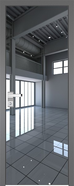 Алюминиевая дверь Profil Doors 1 AGK Зеркало Без окраса стекла Серый (RAL9006 МУАР)
