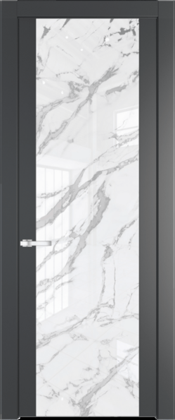 Межкомнатная дверь Profil Doors 1.7 P Нефи белый узор серебро Графит (Pantone 425С)