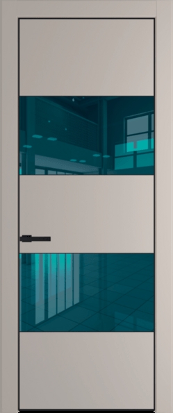 Межкомнатная дверь Profil Doors 22 PA Черный матовый RAL9005 Зеркало синее Сэнд