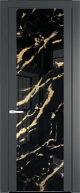 Межкомнатная дверь Profil Doors 1.7 P Нефи черный узор золото Графит (Pantone 425С)