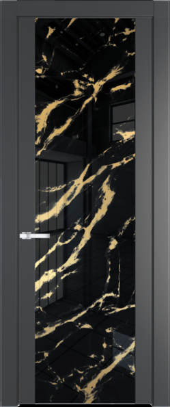 Межкомнатная дверь Profil Doors 1.7 P Нефи черный узор золото Графит (Pantone 425С)