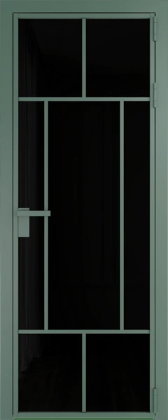 Алюминиевая дверь Profil Doors 10 AG Зеленый воск Черный триплекс