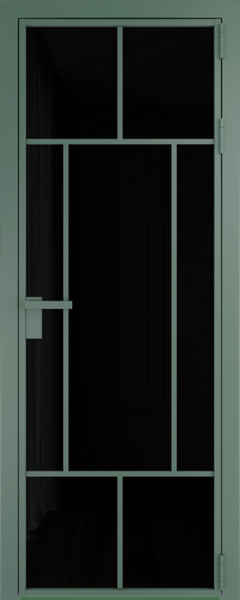 Алюминиевая дверь Profil Doors 10 AG Зеленый воск Черный триплекс