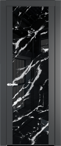 Межкомнатная дверь Profil Doors 1.7 P Нефи черный узор серебро Графит (Pantone 425С)