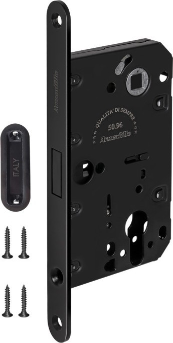 Замок Armadillo (Армадилло) межкомнатный магнитный под цилиндр с ответной планкой GRAVITY G02.190.50.85 BL черный