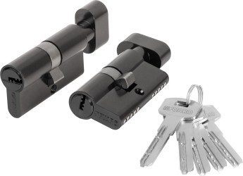 Цилиндровый Fuaro (Фуаро) механизм (200 ZM/60) 2000ZM Knob 60 (25+10+25) BL-24 черный 5Key с вертушкой