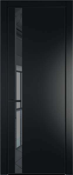 Межкомнатная дверь Profil Doors 18 PA Черный матовый RAL9005 Зеркало серое Блэк