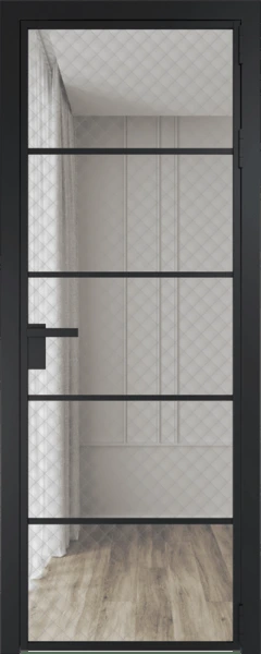 Алюминиевая дверь Profil Doors 14 AG Черный матовый Ромб серебро