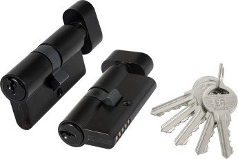 Цилиндровый Fuaro (Фуаро) механизм (100 ZM/70) 1000ZMKnob70(30+10+30) BL черный, 5 кл. с вертушкой