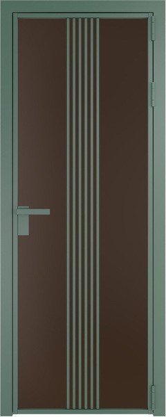 Алюминиевая дверь Profil Doors 18 AG Зеленый воск Монохром шоколад