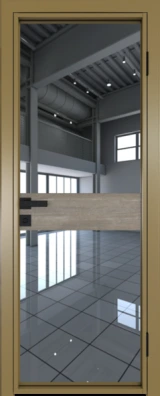 Алюминиевая дверь Profil Doors 6 AG Вайт Зеркало Каштан темный