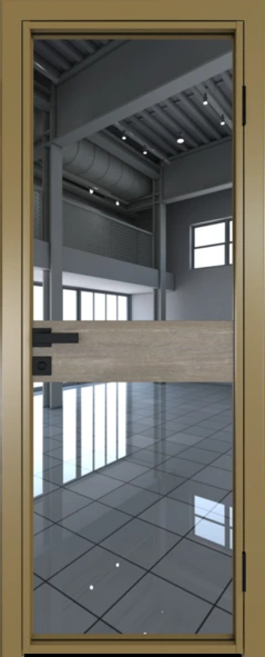 Алюминиевая дверь Profil Doors 6 AG Вайт Зеркало Каштан темный