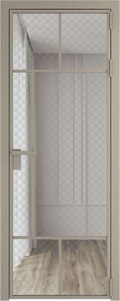 Алюминиевая дверь Profil Doors 10 AG Никель матовый Ромб серебро