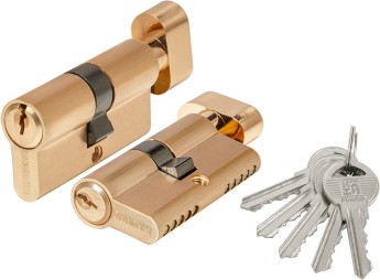 Цилиндровый Fuaro (Фуаро) механизм 1000ZM Knob60(25+10+25) SSG сатинированное золото 5Key с вертушкой