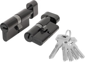 Цилиндровый Fuaro (Фуаро) механизм (200 ZM/70) 2000ZM Knob 70 (30+10+30) BL-24 черный 5Key с вертушкой