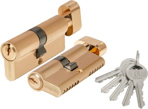 Цилиндровый Fuaro (Фуаро) механизм 1000ZM Knob70(30+10+30) SSG сатинированное золото, 5Key с вертушкой