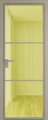 Алюминиевая дверь Profil Doors 13 AG Никель матовый Золото шпион