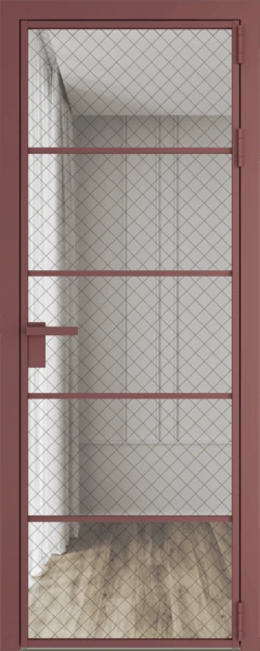 Алюминиевая дверь Profil Doors 14 AG Красный антрацит Ромб черный