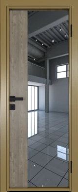 Алюминиевая дверь Profil Doors 7 AG Вайт Зеркало Каштан темный