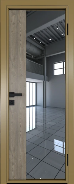 Алюминиевая дверь Profil Doors 7 AG Вайт Зеркало Каштан темный