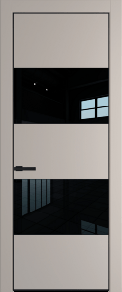 Межкомнатная дверь Profil Doors 22 PA Черный матовый RAL9005 Монохром серебро (серебро матлак) Сэнд