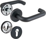 Комплект Fuaro (Фуаро) дверных ручек с накладками под цилиндр FR.DH57.0219 NE (DH-0219 NE) 8x160 мм, BL-24 черный