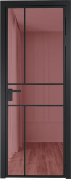 Алюминиевая дверь Profil Doors 21 AG Черный матовый Розовое шпион