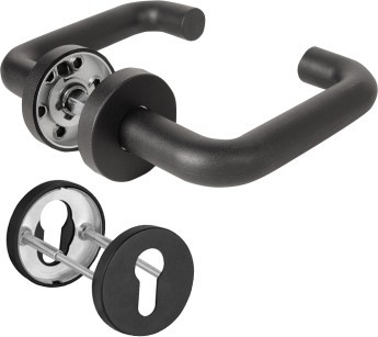 Комплект Fuaro (Фуаро) дверных ручек с накладками под цилиндр FR.DH57.0219 NE (DH-0219 NE) 9x140 мм, BL-24 черный