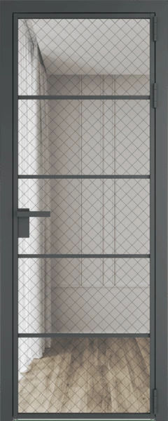 Алюминиевая дверь Profil Doors 14 AG Серая ночь Ромб черный