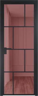 Алюминиевая дверь Profil Doors 22 AG Черный матовый Розовое шпион