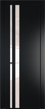 Межкомнатная дверь Profil Doors 20 PA Черный матовый RAL9005 Lacobel Перламутровый лак Блэк