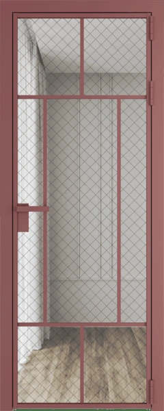 Алюминиевая дверь Profil Doors 10 AG Красный антрацит Ромб черный