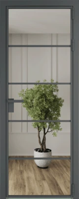 Алюминиевая дверь Profil Doors 14 AG Серая ночь Зеркало