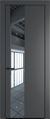 Межкомнатная дверь Profil Doors 19 PA Черный матовый Зеркало Графит (Pantone 425С)