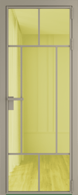 Алюминиевая дверь Profil Doors 10 AG Никель матовый Золото шпион