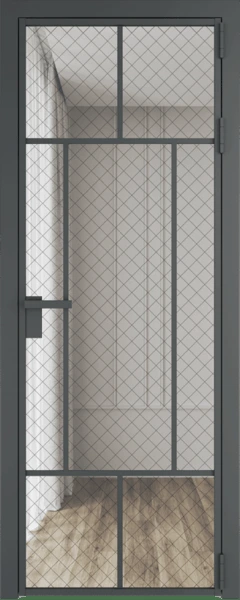 Алюминиевая дверь Profil Doors 10 AG Серая ночь Ромб черный