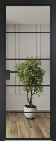 Алюминиевая дверь Profil Doors 14 AG Черный матовый Зеркало