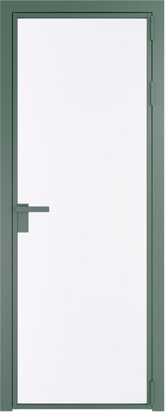 Алюминиевая дверь Profil Doors 1 AG Зеленый воск Монохром белый просветленный