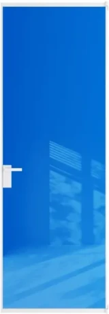 Алюминиевая дверь Profil Doors 1AT ГЛЯНЕЦ Вайт Голубой триплекс