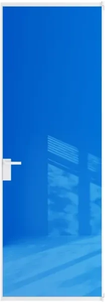 Алюминиевая дверь Profil Doors 1AT ГЛЯНЕЦ Вайт Голубой триплекс