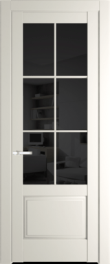 Межкомнатная дверь Profil Doors 4.2.2 (p.6) Перламутр белый Черное тонированное