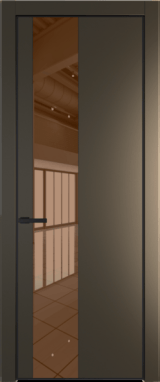 Межкомнатная дверь Profil Doors Orange 19 PE.O Зеркало Bronza Сэнд Черный матовый RAL9005