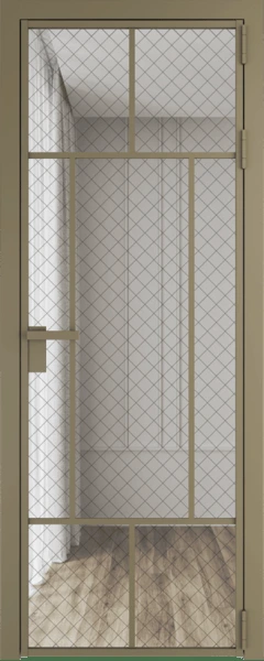 Алюминиевая дверь Profil Doors 10 AG Шампань Ромб черный