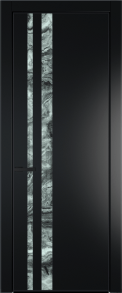 Межкомнатная дверь Profil Doors 20 PA Черный матовый RAL9005 Атриум серебро Блэк