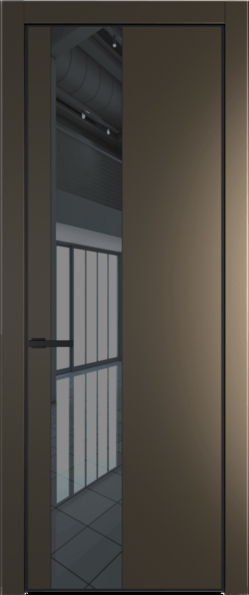 Межкомнатная дверь Profil Doors Orange 19 PE.O Зеркало Grey Сэнд Черный матовый RAL9005