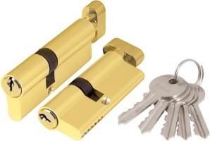 Цилиндровый Ajax (Аякс) механизм (AX102/70) AX1002Knob70 (30+10+30) PB латунь с вертушкой