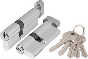 Цилиндровый Ajax (Аякс) механизм (AX102/80) AX1002Knob80 (35+10+35) CP хром с вертушкой