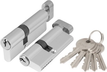 Цилиндровый Ajax (Аякс) механизм (AX102/70) AX1002Knob70 (35+10+25) CP хром с вертушкой